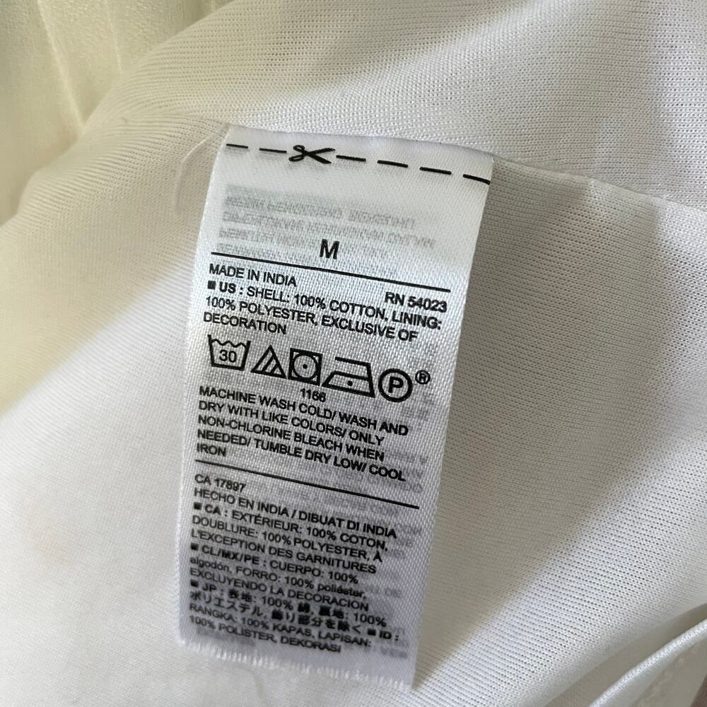 Old Navy Maternity Dress M White Cotton Crochet Ethereal Short Sleeve Peasant - Picture 6 of 7